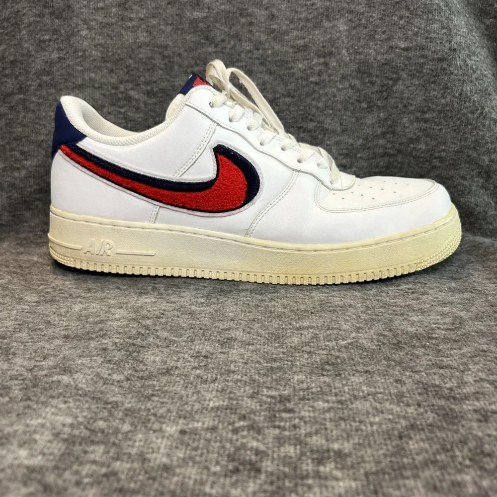 Air Force‎ One Low 3D Chenille Swoosh White Red Blue Mens Size 13
